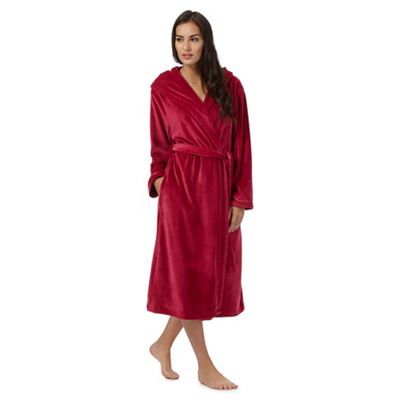 B by Ted Baker Maroon hooded long dressing gown